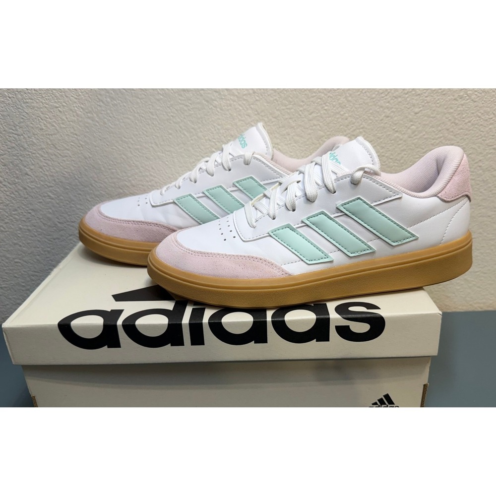 Adidas Courtblock J Kids Sneakers White Mint Pink ID6497 Size 6 Youth Gum Sole